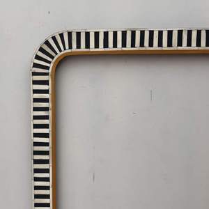 Best Quality <b>wall</b> <b>mirror</b> Modern <b>Rectangular</b> Bone Inlay <b>Mirror</b> With Black White Striped Frame Handmade MDF <b>Wall</b> <b>Mirror</b> For Home - Product Image 6