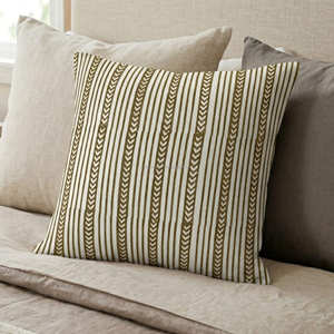 Housse de coussin décorative à rayures terracotta, motif indien imprimé au bloc, 20 × 20 pouces - Product Image 2