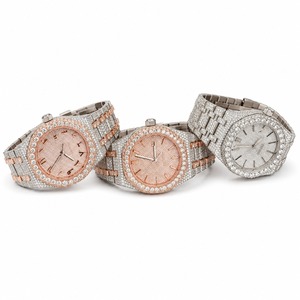 Reloj de lujo de primera calidad para hombre, de acero inoxidable, con diamantes, analógico, de cuarzo, con caja redonda y correa. - Product Image 6