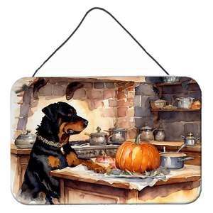 Multicolor nuevo Rottweiler otoño cocina calabazas aluminio Metal pared colgante 8HX12W puerta colgante impresiones para Bar baño hogar - Product Image 1