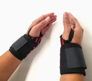 Bandes de maintien réglables pour poignets avec fermeture Velcro pour la musculation, unisexe, noir et rouge, sangles de soutien élastiques - Product Image 1