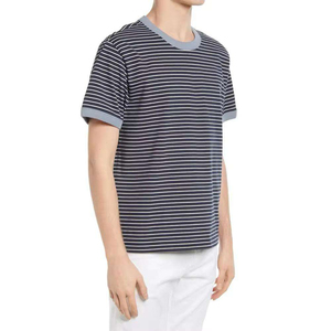 Camiseta de Hombre con Rayas Horizontales, Logotipo Personalizado, 100% Algodón, Estilo Casual de Verano, Fabricante OEM ODM - Product Image 3