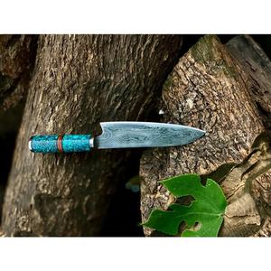 Cuchillo de Chef de Acero de Damasco de 13 Pulgadas Hecho a Mano por Ahmad Fabric con Funda de Cuero y Mango Hermoso Personalizable - Product Image 5