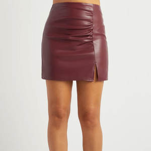 Dernières tendances en matière de jupes de luxe en gros pour femmes, jupes de bureau pour femmes, jupes en cuir de couleur unie pour femmes - Product Image 1