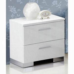 โต๊ะข้างเตียง 2 ลิ้นชักสีขาวพร้อมขาโครเมี่ยม - Product Image 5