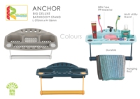 Support de salle de bain Reliance Plast Anchor Big Deluxe 370x156mm en plastique sans BPA, barre porte-serviettes multi-usages, durable, facile à nettoyer, moderne