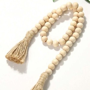 Guirnalda de Cuentas de Madera Hechas a Mano en India, Estilo Boho, 58 Pulgadas, Decoración Rústica y Chic para el Hogar - Product Image 3