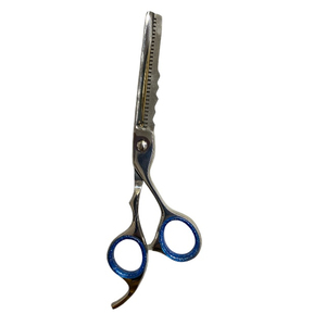 Stainless Steel Foldable Right-Handed Medium Handle <b>Thinning</b> Scissors Blue <b>Rings</b> Professional - Product Image 3