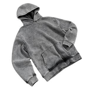 Custom Blank Regular Fit Luxury Black Vintage Distressed Venta al por mayor Hombres Acid Wash Hoodie POR BS 2026 - Product Image 2