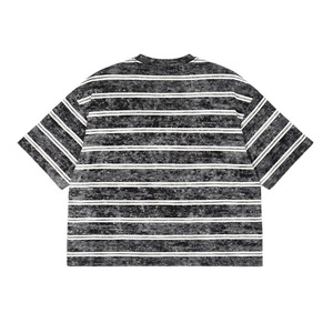 Camiseta Corta de Hombros Caídos y Corte Holgado con Lavado Ácido y Rayas para Hombre, 260 g/m², Estampado Personalizado - Product Image 2