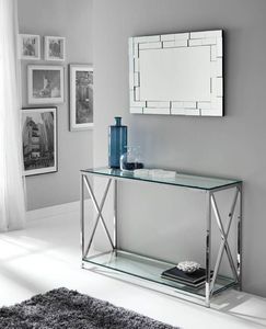 Contemporary Metal Console <b>Table</b> With Glass Top Elegant <b>Display</b> Furniture For Interior Accent Use - Product Image 6
