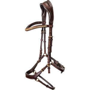 Ensemble de bridons et de harnais en cuir de style western anglais convertible |   Rênes de tête réglables et imperméables |   OEM personnalisé Inde |   EquiElite - Product Image 3