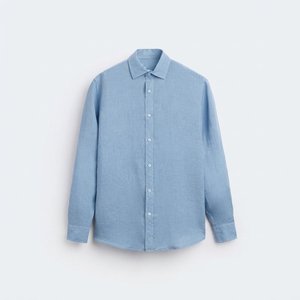 เสื้อเชิ้ตผู้ชายสีเขียวล้วน ผ้าป๊อปลิน แขนยาว ปกคอปก ทรงสมาร์ทแคชชวล สำหรับใส่ในฤดูใบไม้ร่วง - Product Image 5