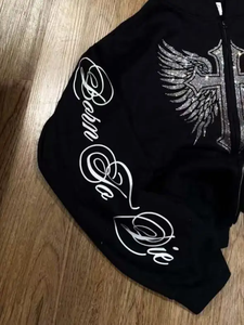 Vestes polaires à capuche esthétiques de haute qualité pour l'hiver, coupe ample décontractée, coupe-vent écologique, pour hommes et femmes, noires, style Harajuku - Product Image 2