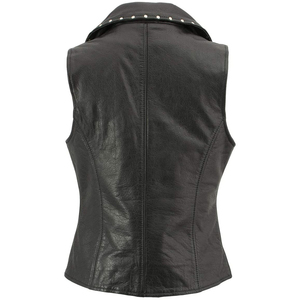 <b>Women's</b> Genuine <b>Leather</b> Motorcycle Vest <b>Vintage</b> Biker Style Stylish Sleeveless Outerwear Waterproof Windproof Slim Fit Fashion - Product Image 6