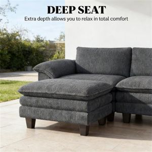 Divano a L Segmentato Grigio Scuro per Soggiorno - Product Image 2