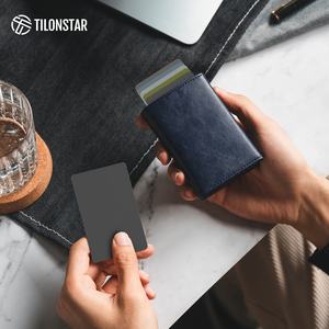 Tilonstar Pochette de carte bancaire En CUIR RFID การปิดกั้นกระเป๋าสตางค์ที่ใส่บัตรเครดิตทำจากโลหะอะลูมิเนียมแบบป๊อปอัพ - Product Image 5