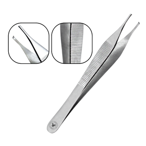 Pinzas de microcirugía Adson de 4.75 pulgadas, 12 dientes, punta fina, rectas, de acero inoxidable, manuales, autoclavables, reutilizables, para cirugía plástica - Product Image 1