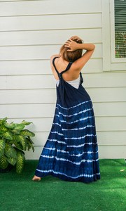 Robe longue décontractée tie-dye en rayonne, style streetwear moderne et simple, sans manches, tissée – Meilleure vente - Product Image 4