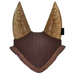 High Quality Customized Design Brown Color Horse <b>Fly</b> Veil Ear Bonnet Equestrian Horse Riding Product Available in All Designs - Product Image 6