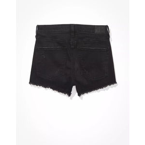 Shorts en jean noir personnalisables pour femme – Taille mi-haute, coupe droite, décontracté, respirant, bords lavés, poches – Vente en gros - Product Image 5