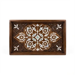 Bandeja de Servir Octogonal de Madera Hecha a Mano con Incrustaciones de Madreperla, Bandeja Decorativa de Lujo para el Hogar y Regalos - Product Image 2