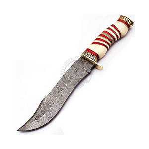 Nouveau couteau de chasse artisanal en acier Damas avec manche en bois et os de chameau, lame fixe extra-affûtée, couteau Bowie, couteau de survie pour l'extérieur - Product Image 4