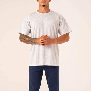 OEM Customization Men 100% Cotton Woven Blank T Shirts Oversized <b>Drop</b> Shoulder Heavyweight Crew Neck Front Logo for Summer - Product Image 3