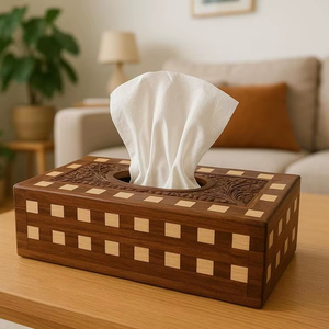 Porte-boîte à mouchoirs en bois de qualité supérieure avec une construction durable pour une utilisation quotidienne longue durée - Product Image 1