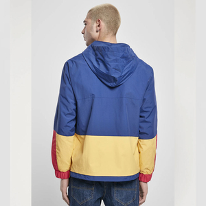 เสื้อแจ็คเก็ตกันลมแบบมีฮู้ดสำหรับผู้ชาย ตัดต่อสีสัน ซิป ¼  ทรงปกติ สวมใส่สบาย สีน้ำเงิน เหลือง แดง ผลิตจากโพลีเอสเตอร์ เหมาะสำหรับใส่ในฤดูใบไม้ร่วง - Product Image 2