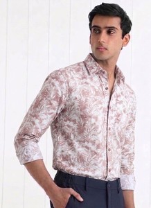 Enovate Men's Floral Printed Cotton ODM Casual Shirt Full Sleeve Turn-<b>down</b> Collar Summer Breathable Poplin Fabric - Product Image 2