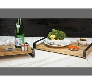 Modern Wooden Storage And Serving <b>Tray</b> With Strong Metal Handles Durable Flat Design Ideal For Kitchen Dining And Home <b>Decor</b> - Product Image 2