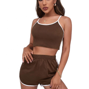 Productos de Moda, Novedades, Conjunto de 2 Piezas para Mujer, Top Corto con Hombros Caídos y Pantalones Cortos Deportivos, 2026 - Product Image 5