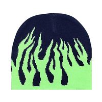 Gorro Unisex de Punto Jacquard con Estampado Digital de Llamas, 100% Acrílico, Cálido, Informal, para Esquí, Viajes y Actividades al Aire Libre