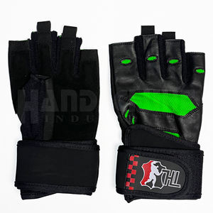 Gants de sport respirants pour hommes et femmes, pour entraînement, tractions, musculation, en PU, demi-doigts, avec support de poignet réglable - Product Image 3