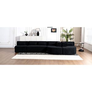 Divano Componibile Imbottito da 144 Pollici con Due Chaise Longue e Cinque Cuscini per Soggiorno (Vecchio SKU N719S00160) - Product Image 3