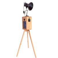 Photomaton rétro en bois double face avec support d'imprimante, miroir DSLR et support iPad