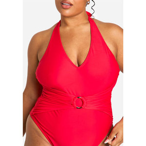Nuevo Traje de Baño de Una Pieza de Color Sólido con Logotipo Personalizado para Mujer, Precio Económico al por Mayor, Traje de Baño de Una Pieza de Color Sólido en Tallas Grandes - Product Image 4