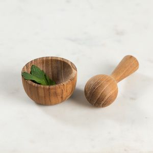 Mortier et pilon en bois massif, broyeur manuel d'épices pour la préparation des herbes, de l'ail et du poivre - Product Image 6