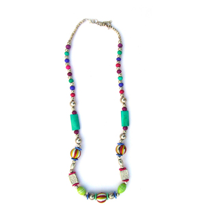 Colorful <b>Beaded</b> <b>Necklace</b> with Resin and Acrylic Geometric Shapes Gold Plated Chain Women's Bohemia Party Jewelry at Wholesale - Product Image 1