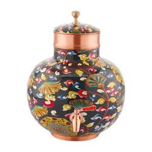 Distributeur en cuivre émaillé de réservoir d'eau en cuivre imprimé floral multi tons pour le stockage de l'eau - Product Image 1