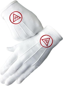 Guantes Masónicos Royal Arch para Hombre, Guantes de Ceremonia de Algodón Blanco con Símbolo Bordado, Regalia Masónica - Product Image 4