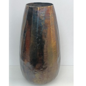 Modern Handcrafted Hammered Metal <b>Vase</b> <b>Unique</b> Textured Geometric Decorative Vessel Minimalist Tabletop for Home and Office - Product Image 4