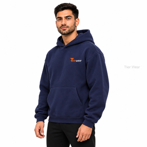 Tiier Wear <b>Men's</b> <b>Navy</b> Blue Pullover <b>Hoodie</b> Casual Long Sleeve Sweatshirt With Front Pocket Wholesale <b>Men</b> Hoodies - Product Image 2