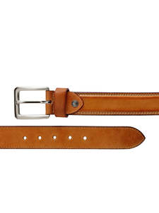 Cinturón de Cuero Genuino, Piel de Vaca, Color Sólido, Hebilla Rectangular Plateada, Estilo Casual, Duradero, 2.5 Pulgadas de Ancho - Product Image 3