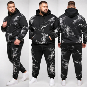 Ensemble survêtement homme personnalisé imprimé, en molleton de coton épais, grande taille, avec sweat à capuche et pantalon de jogging tie-dye - Product Image 5
