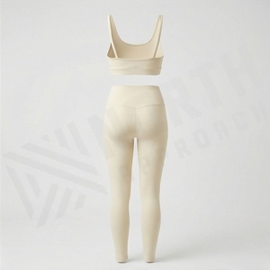 Super Soft High Elastic <b>Open</b> Back <b>Bra</b> HighWaist Tummy Control Knee Length PlusSize Ladies Yoga Set Gym Fitness Gear - Product Image 2