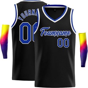 Custom Basketball Jersey Unisex Black Blue Crew Neck Sleeveless Mesh Teamname Sublimated Print Breathable Adult All Front - Product Image 1