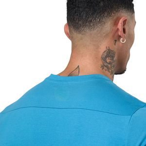 Camiseta de jersey con cuello redondo y estampado gráfico para hombre, de algodón azul, manga corta, informal, transpirable, estilo urbano, camiseta de moda de verano - Product Image 6