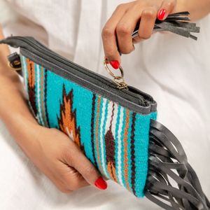New Wholesale High Quality Real <b>Wristlet</b> Clutch Genuine Leather Small Pouch With Fringes Stylish Western Wallets For Women - Product Image 6